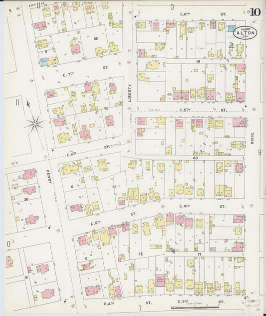 Sanborn Fire Insurance Map from Alton, Madison County, Illinois (1897), Sheet #0010 - Historic Sanborn Fire Insurance Map Print, vintage old map wall art, antique decor, genealogy gift, Illinois Illinois map