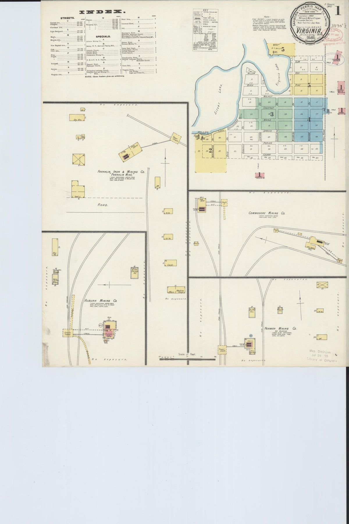 Sanborn Fire Insurance Map from Virginia, Saint Louis County, Minnesota (1897), Sheet #0001 - Historic Sanborn Fire Insurance Map Print, vintage old map wall art, antique decor, genealogy gift, Minnesota Minnesota map