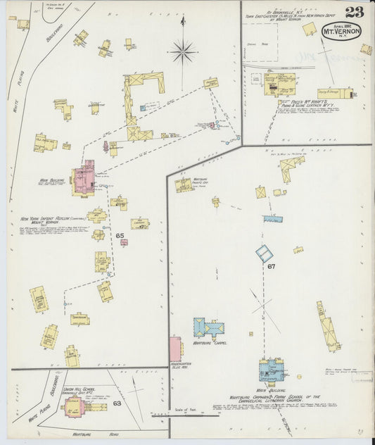 Sanborn Fire Insurance Map from Mount Vernon, Westchester County, New York (1892), Sheet #0023 - Historic Sanborn Fire Insurance Map Print, vintage old map wall art, antique decor, genealogy gift, New York New York map