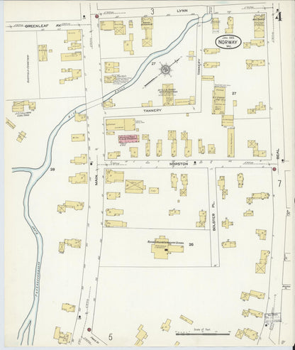 Sanborn Fire Insurance Map from Norway, Oxford County, Maine (1913), Sheet #0004 - Complete Map Set gallery image, historic Sanborn map, vintage wall art, Maine Maine