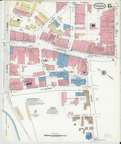 Sanborn Fire Insurance Map from Trinidad, Las Animas County, Colorado (1917), Sheet #0015 - Complete Map Set gallery image, historic Sanborn map, vintage wall art, Colorado Colorado