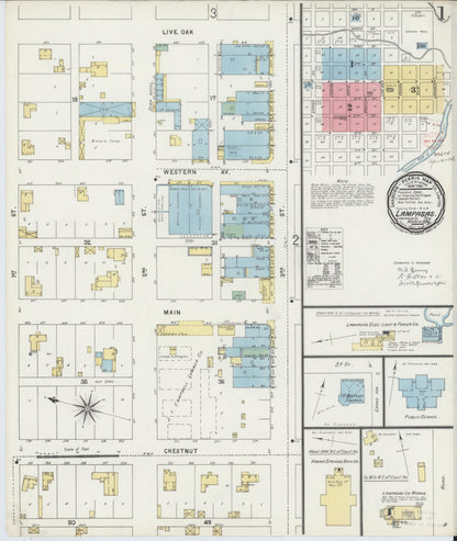 Sanborn Fire Insurance Map from Lampasas, Lampasas County, Texas (1896), Sheet #0001 - Historic Sanborn Fire Insurance Map Print, vintage old map wall art, antique decor, genealogy gift, Texas Texas map