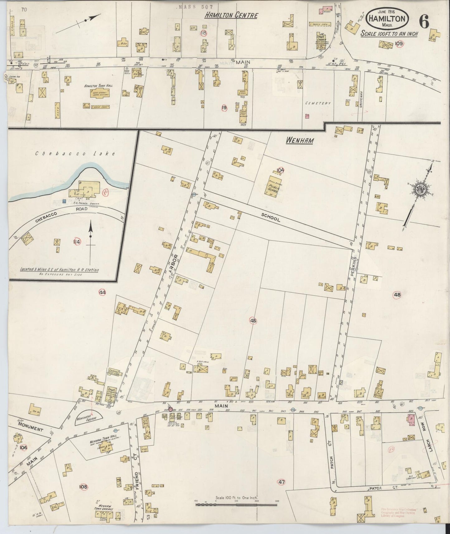 Sanborn Fire Insurance Map from Hamilton, Essex County, Massachusetts (1940), Sheet #0006 - Historic Sanborn Fire Insurance Map Print, vintage old map wall art, antique decor, genealogy gift, Massachusetts Massachusetts map