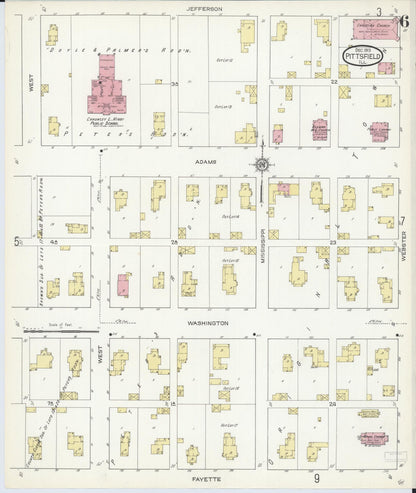 Sanborn Fire Insurance Map from Pittsfield, Pike County, Illinois (1913), Sheet #0006 - Historic Sanborn Fire Insurance Map Print, vintage old map wall art, antique decor, genealogy gift, Illinois Illinois map