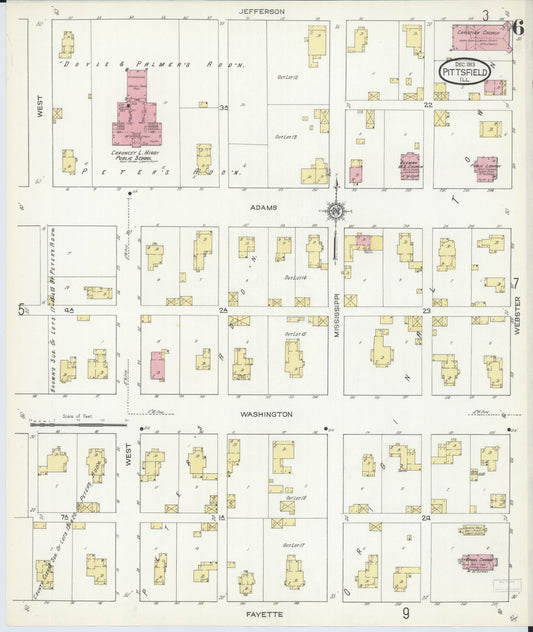 Sanborn Fire Insurance Map from Pittsfield, Pike County, Illinois (1913), Sheet #0006 - Historic Sanborn Fire Insurance Map Print, vintage old map wall art, antique decor, genealogy gift, Illinois Illinois map