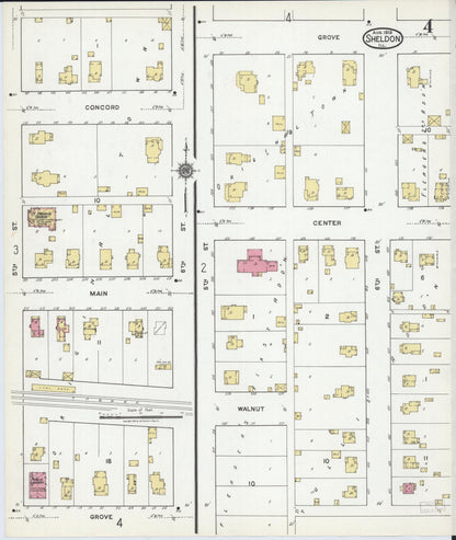 Sanborn Fire Insurance Map from Sheldon, Iroquois County, Illinois (1919), Sheet #0004 - Historic Sanborn Fire Insurance Map Print, vintage old map wall art, antique decor, genealogy gift, Illinois Illinois map