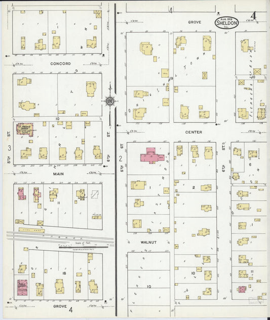 Sanborn Fire Insurance Map from Sheldon, Iroquois County, Illinois (1919), Sheet #0004 - Historic Sanborn Fire Insurance Map Print, vintage old map wall art, antique decor, genealogy gift, Illinois Illinois map