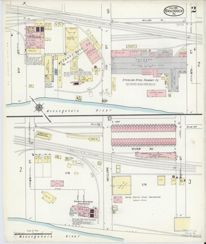 Sanborn Fire Insurance Map from Braddock, Allegheny County, Pennsylvania (1914), Sheet #0002 - Complete Map Set gallery image, historic Sanborn map, vintage wall art, Pennsylvania Pennsylvania
