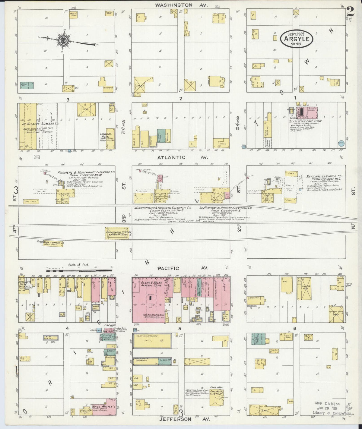 Sanborn Fire Insurance Map from Argyle, Marshall County, Minnesota (1909), Sheet #0002 - Complete Map Set gallery image, historic Sanborn map, vintage wall art, Minnesota Minnesota