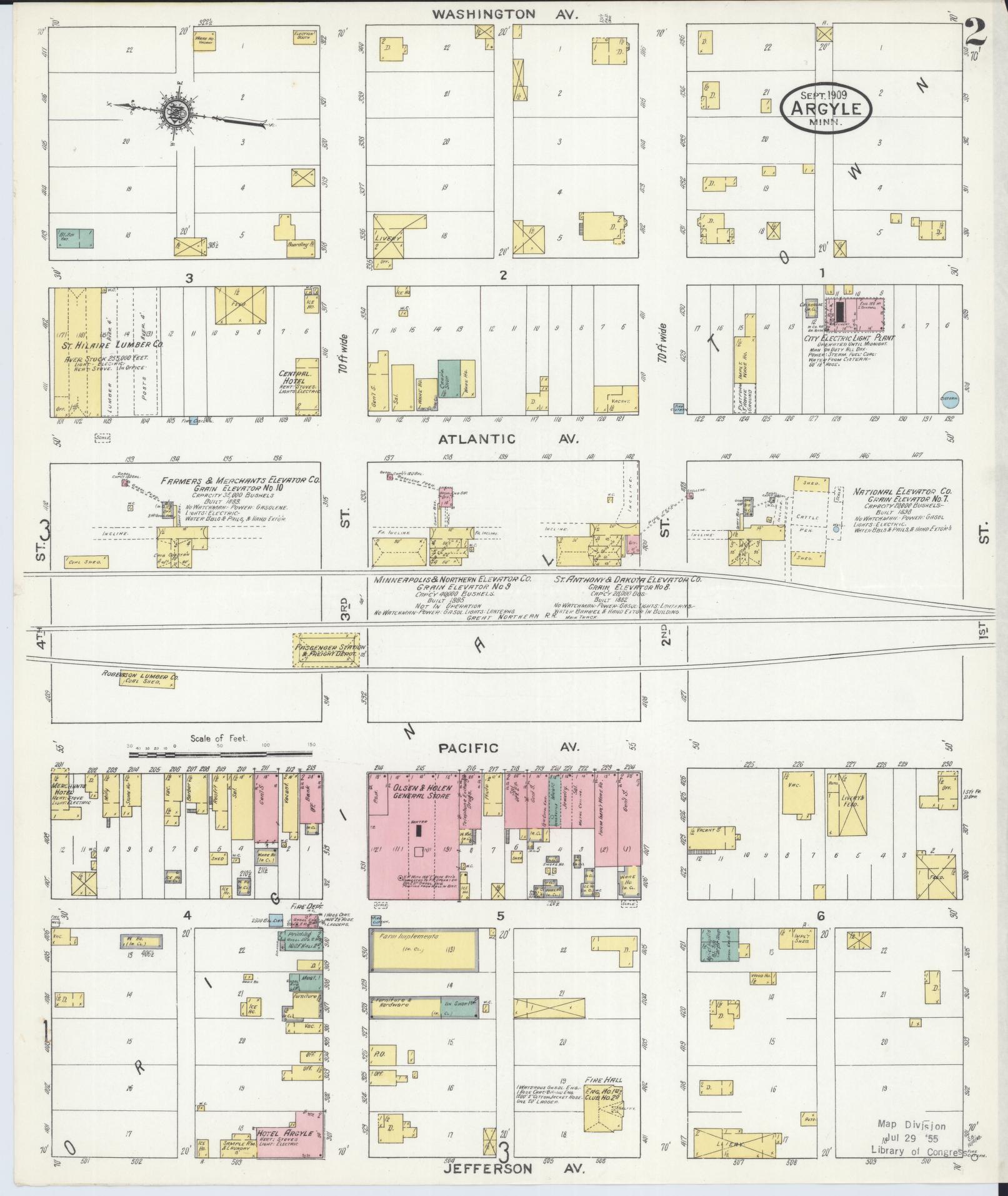 Sanborn Fire Insurance Map from Argyle, Marshall County, Minnesota (1909), Sheet #0002 - Complete Map Set gallery image, historic Sanborn map, vintage wall art, Minnesota Minnesota