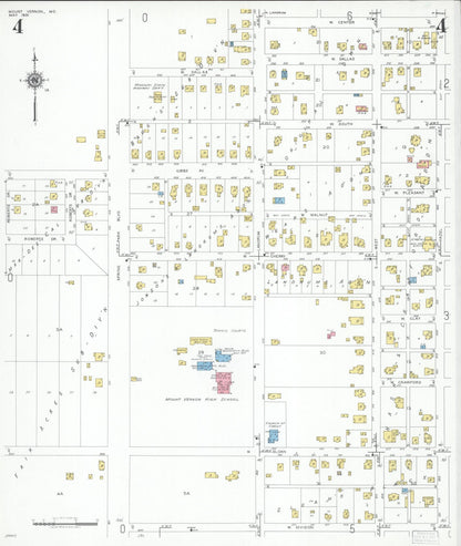 Sanborn Fire Insurance Map from Mount Vernon, Lawrence County, Missouri (1951), Sheet #0004 - Historic Sanborn Fire Insurance Map Print, vintage old map wall art, antique decor, genealogy gift, Missouri Missouri map