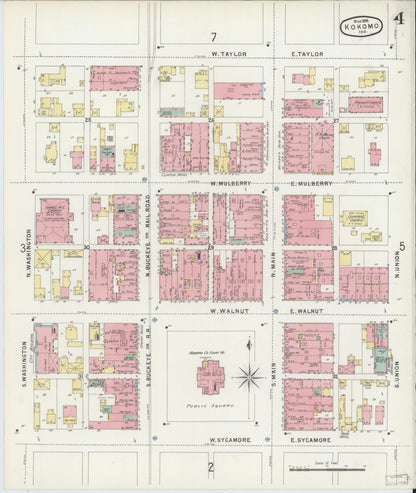 Sanborn Fire Insurance Map from Kokomo, Howard County, Indiana (1896), Sheet #0004 - Historic Sanborn Fire Insurance Map Print, vintage old map wall art, antique decor, genealogy gift, Indiana Indiana map