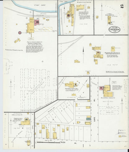 Sanborn Fire Insurance Map from Crandon, Forest County, Wisconsin (1904), Sheet #0002 - Complete Map Set gallery image, historic Sanborn map, vintage wall art, Wisconsin Wisconsin
