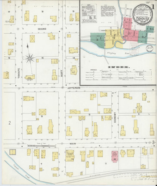 Sanborn Fire Insurance Map from Tidioute, Warren County, Pennsylvania (1900), Sheet #0001 - Complete Map Set gallery image, historic Sanborn map, vintage wall art, Pennsylvania Pennsylvania