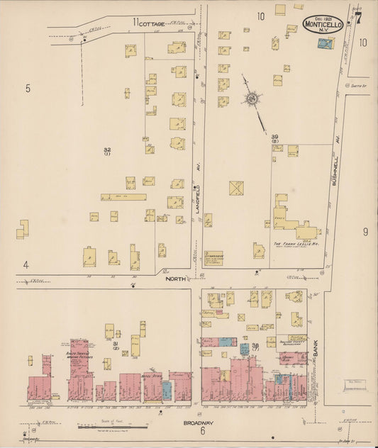 Sanborn Fire Insurance Map from Monticello, Sullivan County, New York (1921), Sheet #0007 - Historic Sanborn Fire Insurance Map Print, vintage old map wall art, antique decor, genealogy gift, New York New York map