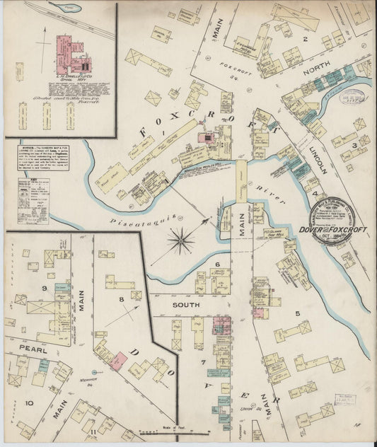 Sanborn Fire Insurance Map from Dover, Piscataguis County, Maine (1884), Sheet #0001 - Historic Sanborn Fire Insurance Map Print, vintage old map wall art, antique decor, genealogy gift, Maine Maine map