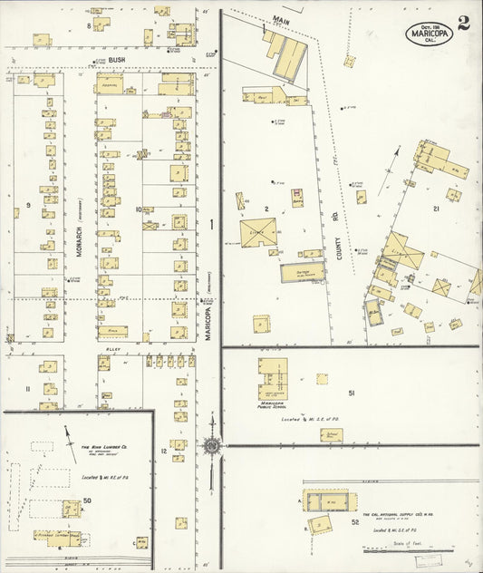 Sanborn Fire Insurance Map from Maricopa, Kern County, California (1911), Sheet #0002 - Historic Sanborn Fire Insurance Map Print, vintage old map wall art, antique decor, genealogy gift, California California map