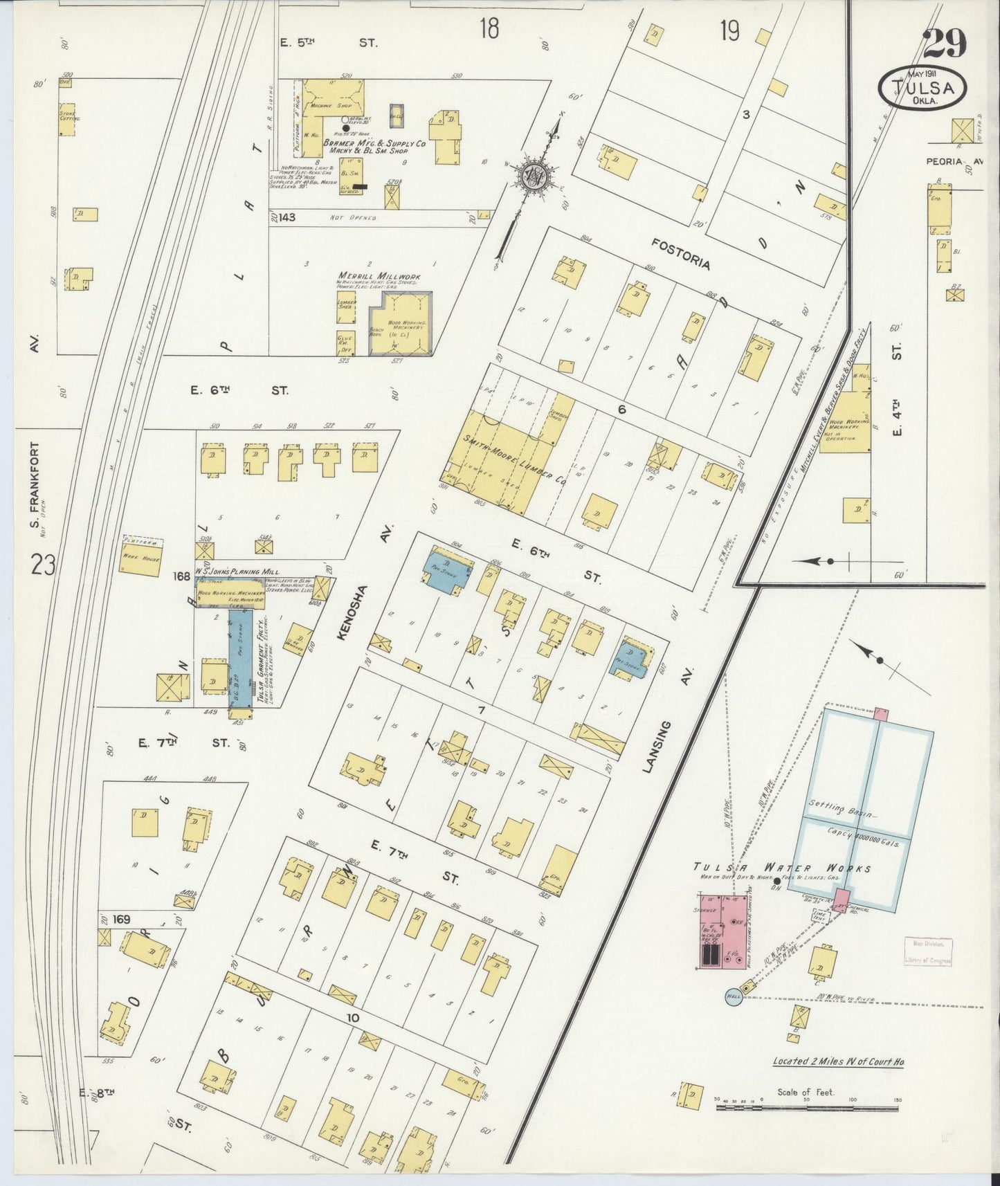 Sanborn Fire Insurance Map from Tulsa, Tulsa County, Oklahoma (1911), Sheet #0029 - Complete Map Set gallery image, historic Sanborn map, vintage wall art, Oklahoma Oklahoma