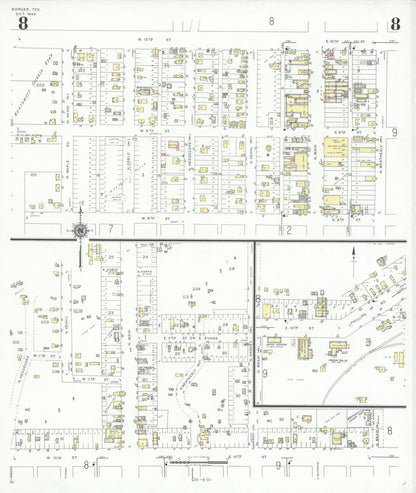 Sanborn Fire Insurance Map from Borger, Hutchinson County, Texas (1940), Sheet #0008 - Complete Map Set gallery image, historic Sanborn map, vintage wall art, Texas Texas