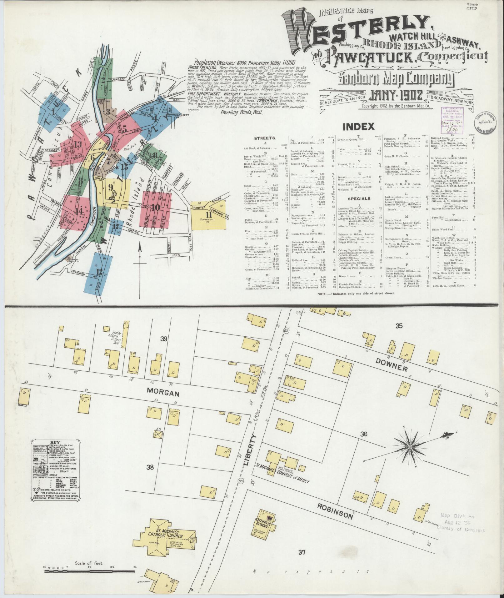 Sanborn Fire Insurance Map from Westerly, Washington County, Rhode Island. (1902) – Historic Sanborn Fire Insurance Map Print