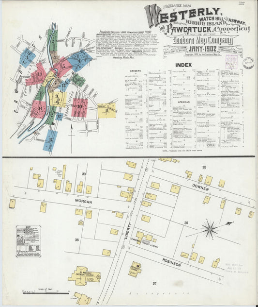 Sanborn Fire Insurance Map from Westerly, Washington County, Rhode Island. (1902) – Historic Sanborn Fire Insurance Map Print