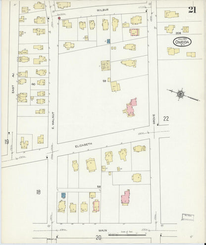 Sanborn Fire Insurance Map from Oneida, Madison County, New York (1914), Sheet #0021 - Complete Map Set gallery image, historic Sanborn map, vintage wall art, New York New York