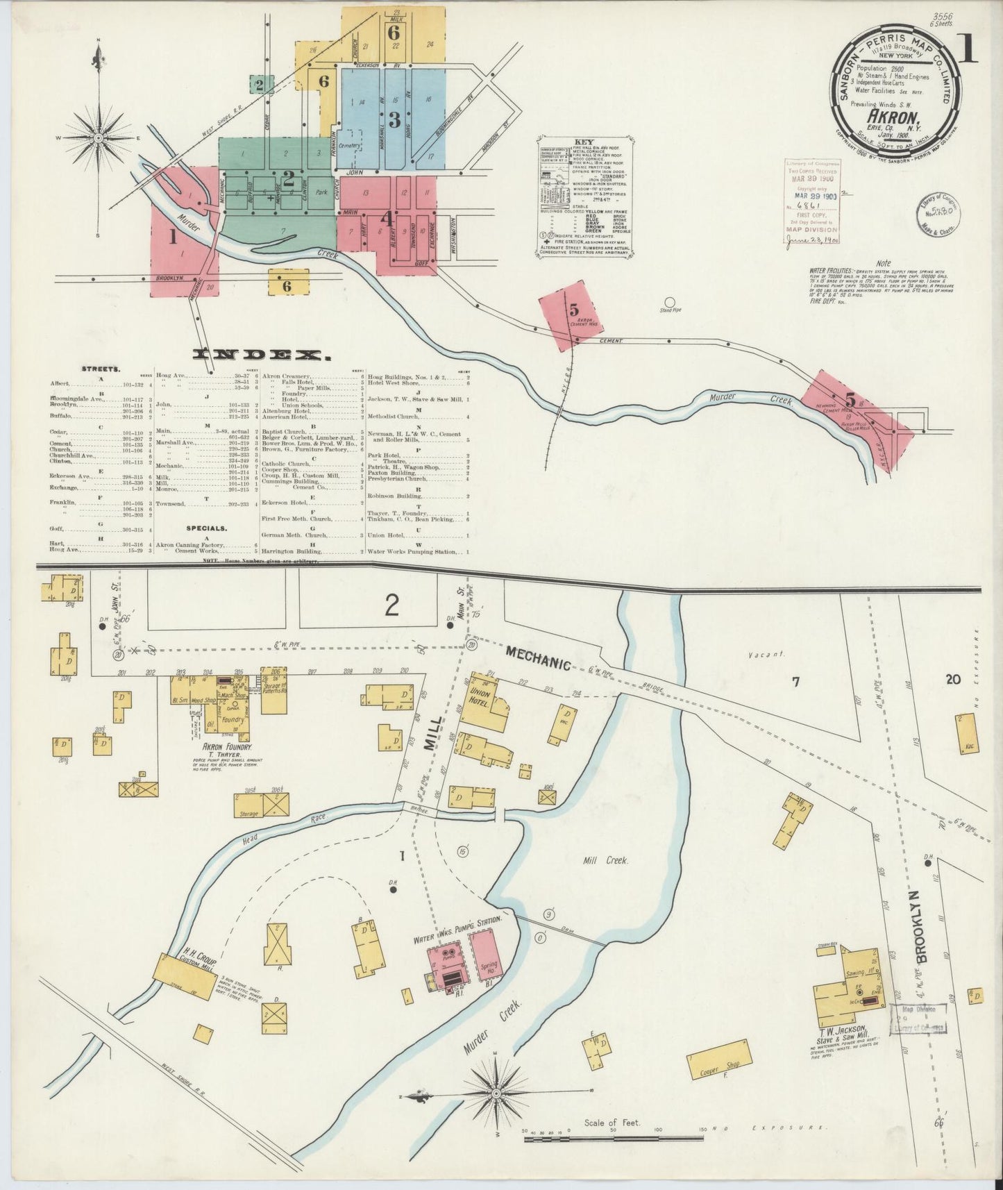 Sanborn Fire Insurance Map from Akron, Erie County, New York (1900), Sheet #0001 - Complete Map Set gallery image, historic Sanborn map, vintage wall art, New York New York