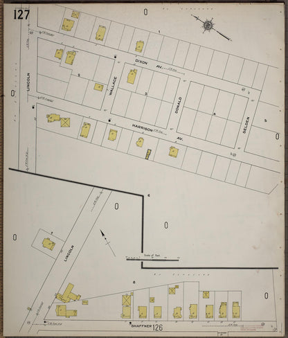 Sanborn Fire Insurance Map from Worcester, Worcester County, Massachusetts (1910), Sheet #0127 - Historic Sanborn Fire Insurance Map Print, vintage old map wall art, antique decor, genealogy gift, Massachusetts Massachusetts map
