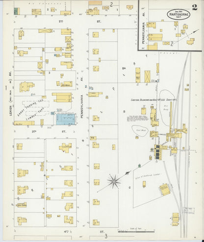 Sanborn Fire Insurance Map from Hartshorne, Pittsburg County, Oklahoma (1901), Sheet #0002 - Complete Map Set gallery image, historic Sanborn map, vintage wall art, Oklahoma Oklahoma