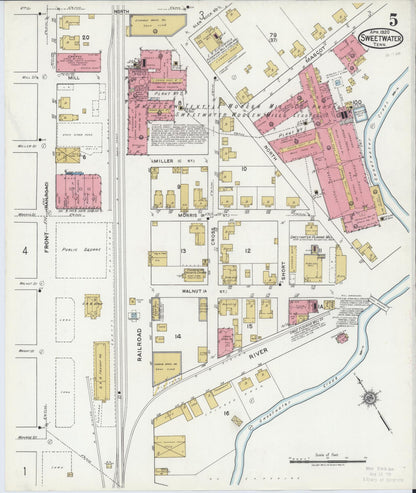 Sanborn Fire Insurance Map from Sweetwater, Monroe County, Tennessee (1920), Sheet #0005 - Complete Map Set gallery image, historic Sanborn map, vintage wall art, Tennessee Tennessee