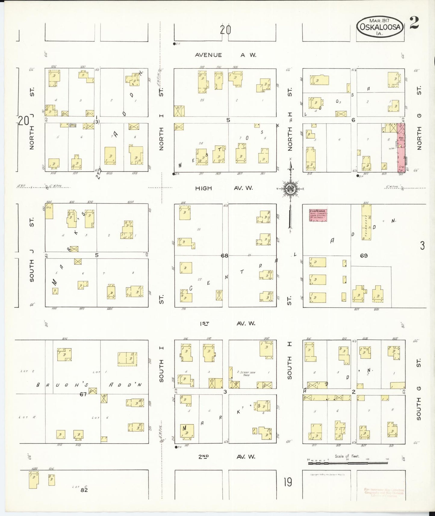Sanborn Fire Insurance Map from Oskaloosa, Mahaska County, Iowa (1917), Sheet #0002 - Historic Sanborn Fire Insurance Map Print