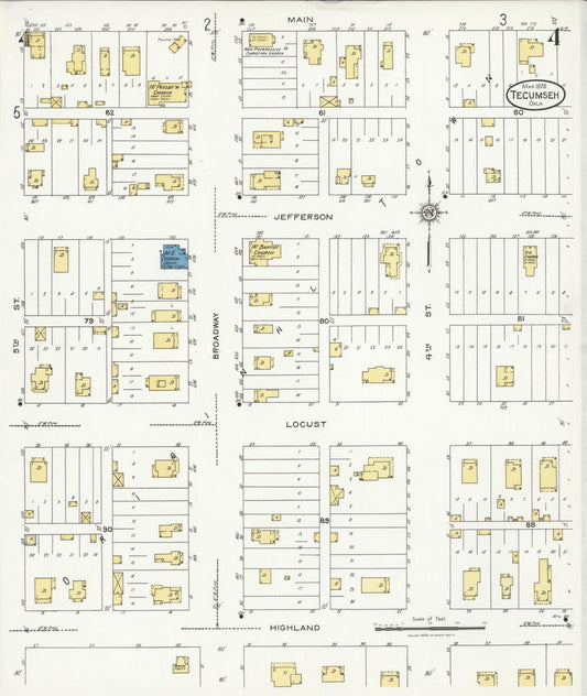 Sanborn Fire Insurance Map from Tecumseh, Pottawatomie County, Oklahoma (1926), Sheet #0004 - Historic Sanborn Fire Insurance Map Print, vintage old map wall art, antique decor, genealogy gift, Oklahoma Oklahoma map