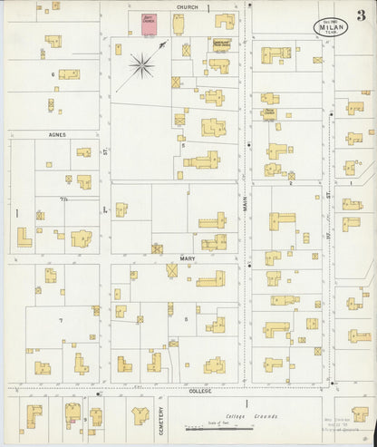 Sanborn Fire Insurance Map from Milan, Gibson County, Tennessee (1900), Sheet #0003 - Complete Map Set gallery image, historic Sanborn map, vintage wall art, Tennessee Tennessee