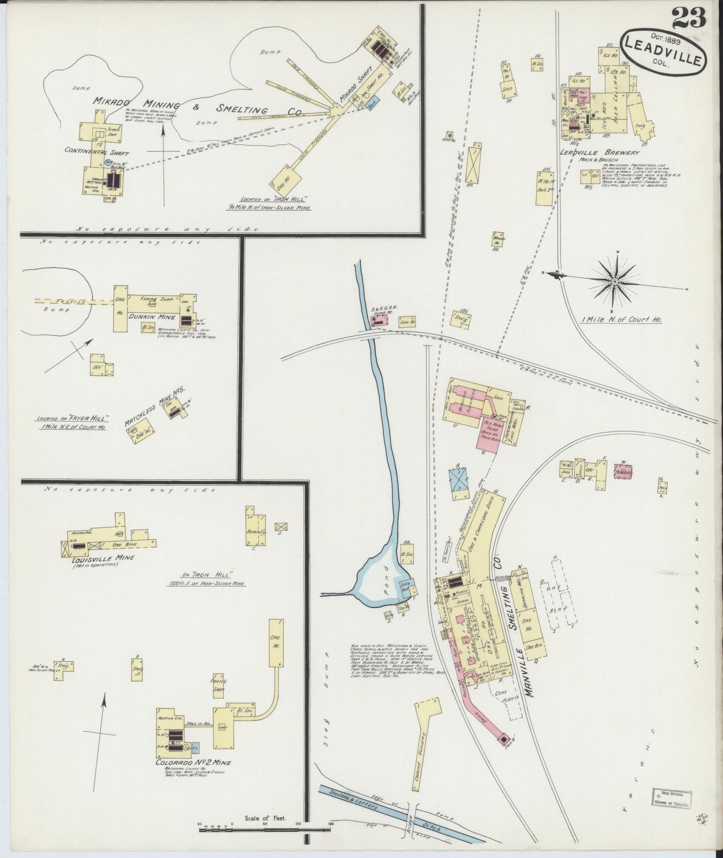 Sanborn Fire Insurance Map from Leadville, Lake County, Colorado (1889), Sheet #0023 - Complete Map Set gallery image, historic Sanborn map, vintage wall art, Colorado Colorado