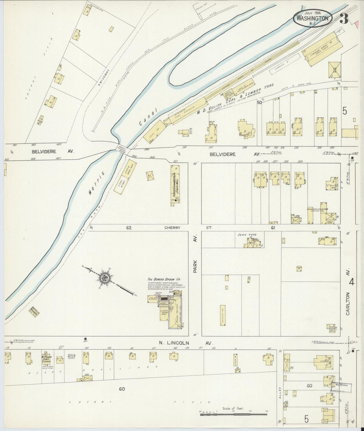 Sanborn Fire Insurance Map from Washington, Warren County, New Jersey (1914), Sheet #0003 - Complete Map Set gallery image, historic Sanborn map, vintage wall art, Washington Washington