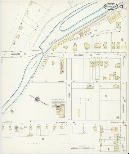 Sanborn Fire Insurance Map from Washington, Warren County, New Jersey (1914), Sheet #0003 - Complete Map Set gallery image, historic Sanborn map, vintage wall art, Washington Washington