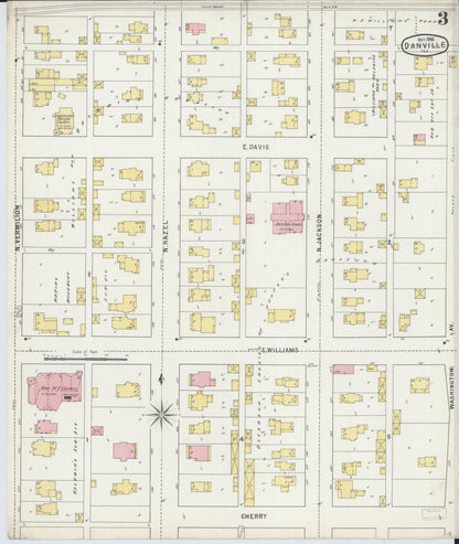 Sanborn Fire Insurance Map from Danville, Vermilion County, Illinois (1895), Sheet #0003 - Complete Map Set gallery image, historic Sanborn map, vintage wall art, Illinois Illinois