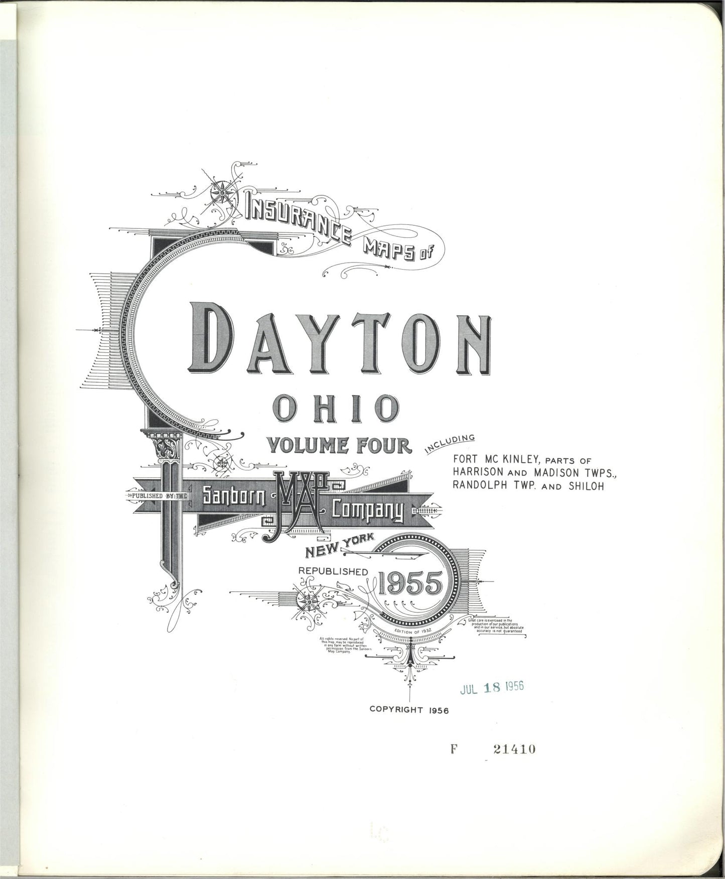 Sanborn Fire Insurance Map from Dayton, Montgomery County, Ohio (1955), Sheet #0001 - Complete Map Set gallery image, historic Sanborn map, vintage wall art, Ohio Ohio