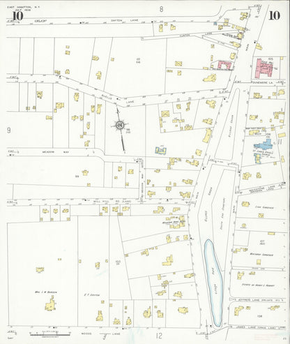 Sanborn Fire Insurance Map from Easthampton, Suffolk County, New York (1936), Sheet #0010 - Complete Map Set gallery image, historic Sanborn map, vintage wall art, New York New York