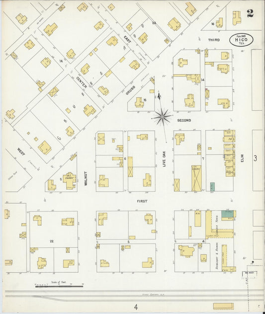 Sanborn Fire Insurance Map from Hico, Hamilton County, Texas (1903), Sheet #0002 - Historic Sanborn Fire Insurance Map Print, vintage old map wall art, antique decor, genealogy gift, Texas Texas map