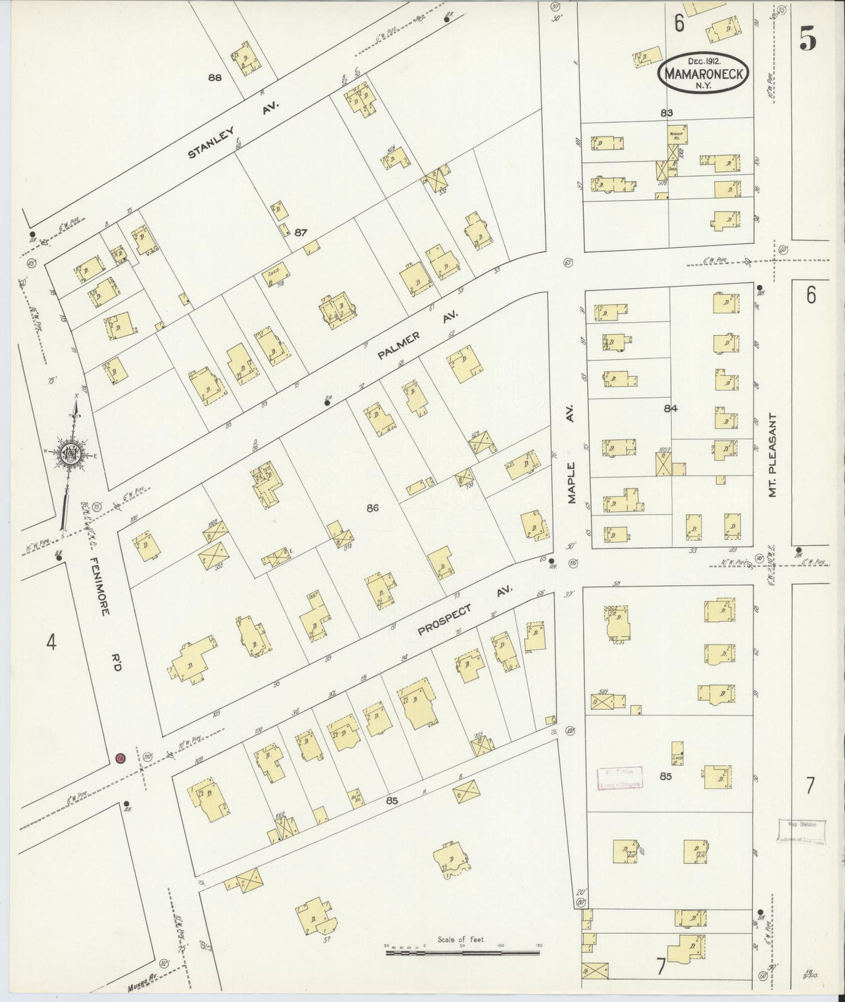 Sanborn Fire Insurance Map from Mamaroneck, Westchester County, New York (1912), Sheet #0004 - Complete Map Set gallery image, historic Sanborn map, vintage wall art, New York New York