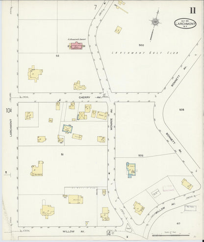 Sanborn Fire Insurance Map from Larchmont, Westchester County, New York (1911), Sheet #0011 - Historic Sanborn Fire Insurance Map Print, vintage old map wall art, antique decor, genealogy gift, New York New York map