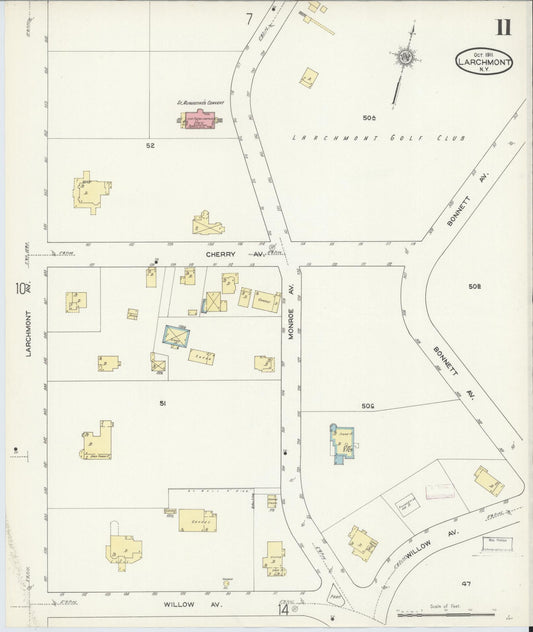 Sanborn Fire Insurance Map from Larchmont, Westchester County, New York (1911), Sheet #0011 - Historic Sanborn Fire Insurance Map Print, vintage old map wall art, antique decor, genealogy gift, New York New York map