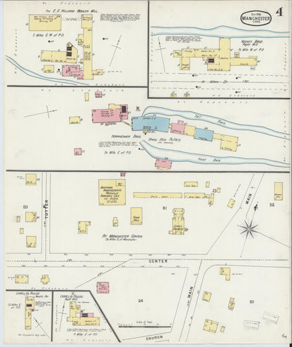 Sanborn Fire Insurance Map from Manchester, Hartford County, Connecticut (1896), Sheet #0004 - Complete Map Set gallery image, historic Sanborn map, vintage wall art, Connecticut Connecticut