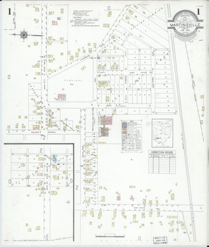 Sanborn Fire Insurance Map from Martinsville, Clinton County, Ohio (1948), Sheet #0001 - Historic Sanborn Fire Insurance Map Print, vintage old map wall art, antique decor, genealogy gift, Ohio Ohio map
