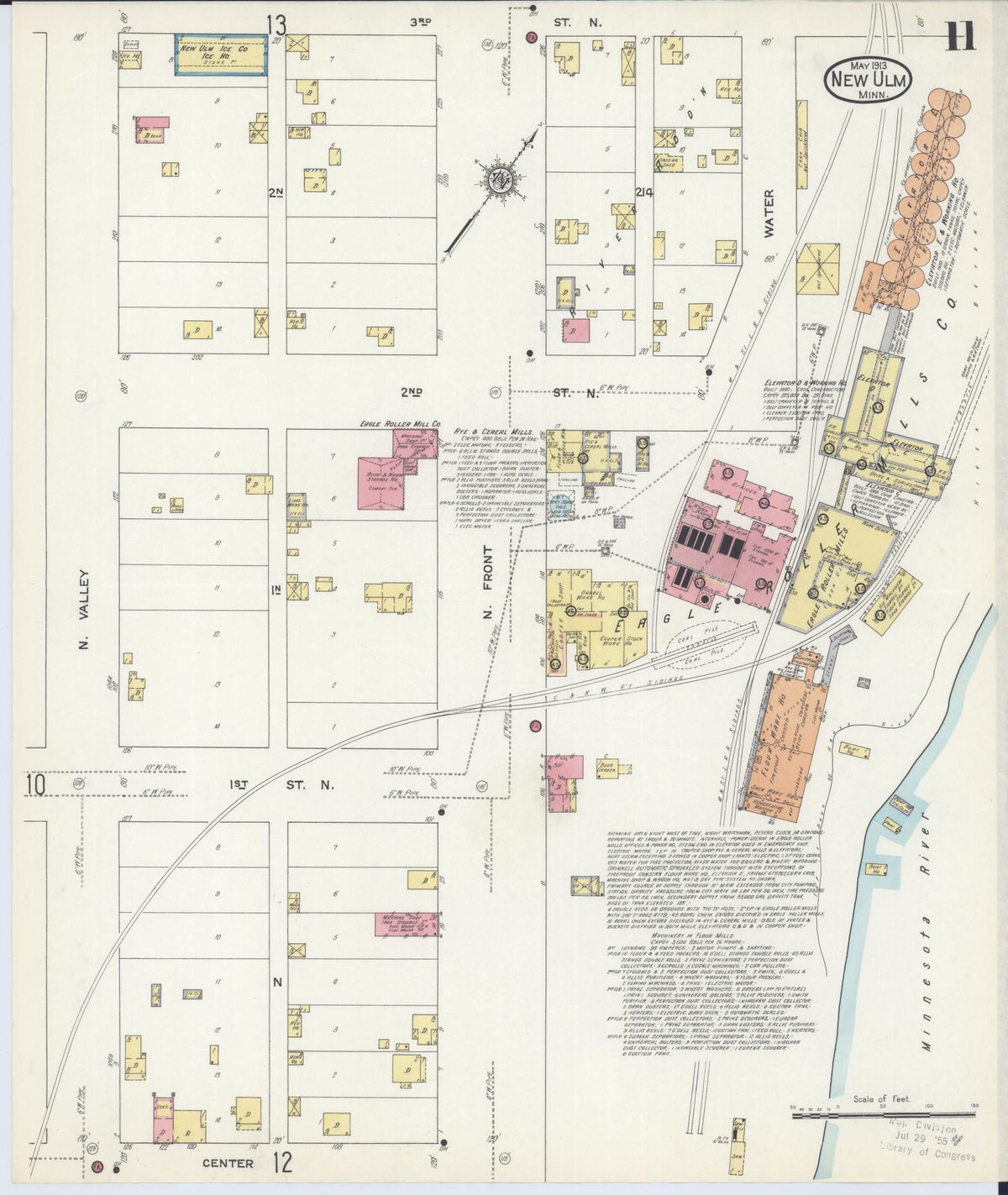 Sanborn Fire Insurance Map from New Ulm, Brown County, Minnesota (1913), Sheet #0011 - Complete Map Set gallery image, historic Sanborn map, vintage wall art, Minnesota Minnesota