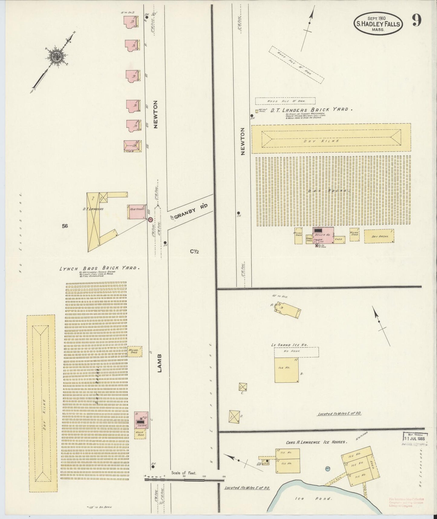 Sanborn Fire Insurance Map from South Hadley Falls, Hampshire County, Massachusetts (1910), Sheet #0009 - Historic Sanborn Fire Insurance Map Print, vintage old map wall art, antique decor, genealogy gift, Massachusetts Massachusetts map