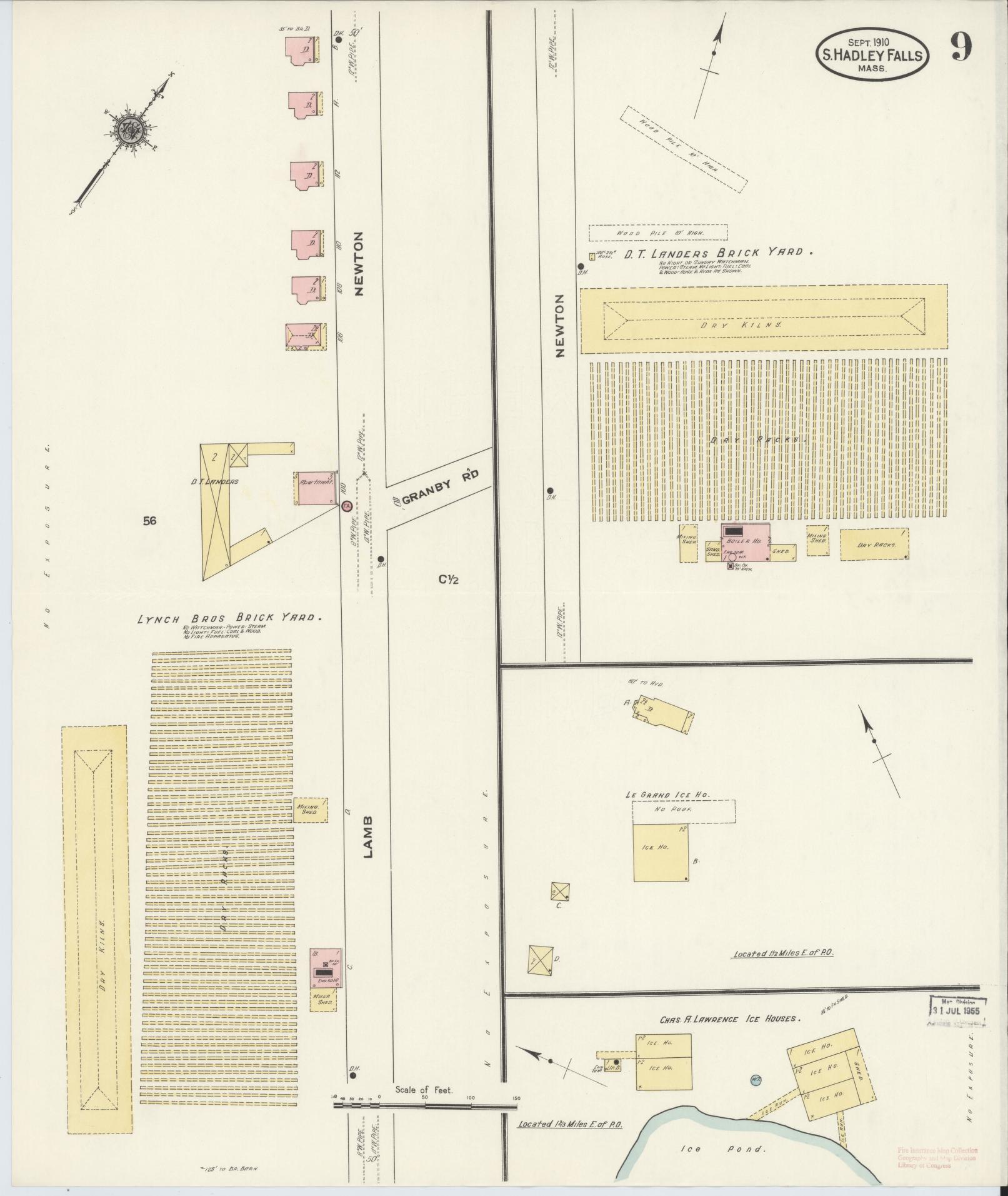 Sanborn Fire Insurance Map from South Hadley Falls, Hampshire County, Massachusetts (1910), Sheet #0009 - Historic Sanborn Fire Insurance Map Print, vintage old map wall art, antique decor, genealogy gift, Massachusetts Massachusetts map