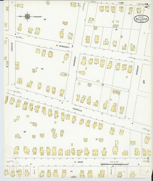 Sanborn Fire Insurance Map from Bellevue, Huron And Sandusky County, Ohio (1911), Sheet #0002 - Historic Sanborn Fire Insurance Map Print, vintage old map wall art, antique decor, genealogy gift, Ohio Ohio map