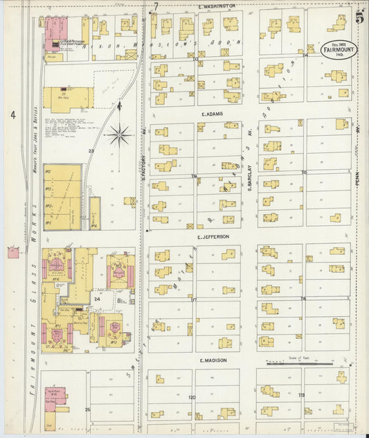 Sanborn Fire Insurance Map from Fairmount, Grant County, Indiana (1902), Sheet #0005 - Historic Sanborn Fire Insurance Map Print, vintage old map wall art, antique decor, genealogy gift, Indiana Indiana map